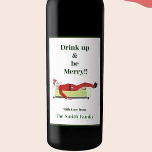 Personalised Christmas Wine Bottle Labels Editable PDF Santa ...