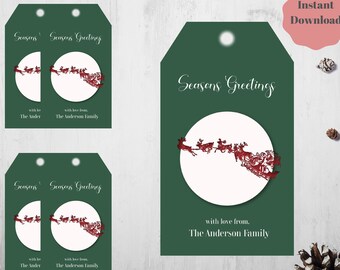 Personalised Christmas Gift Tag, Gift Tag Template, Favour Tag, Printable Gift tag, Gift Label, Name label - Editable PDF, Instant Download