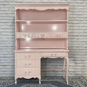 Dixie French Provincial Desk and Hutch Lacquered in High Gloss Innocence Soft Pink 69
