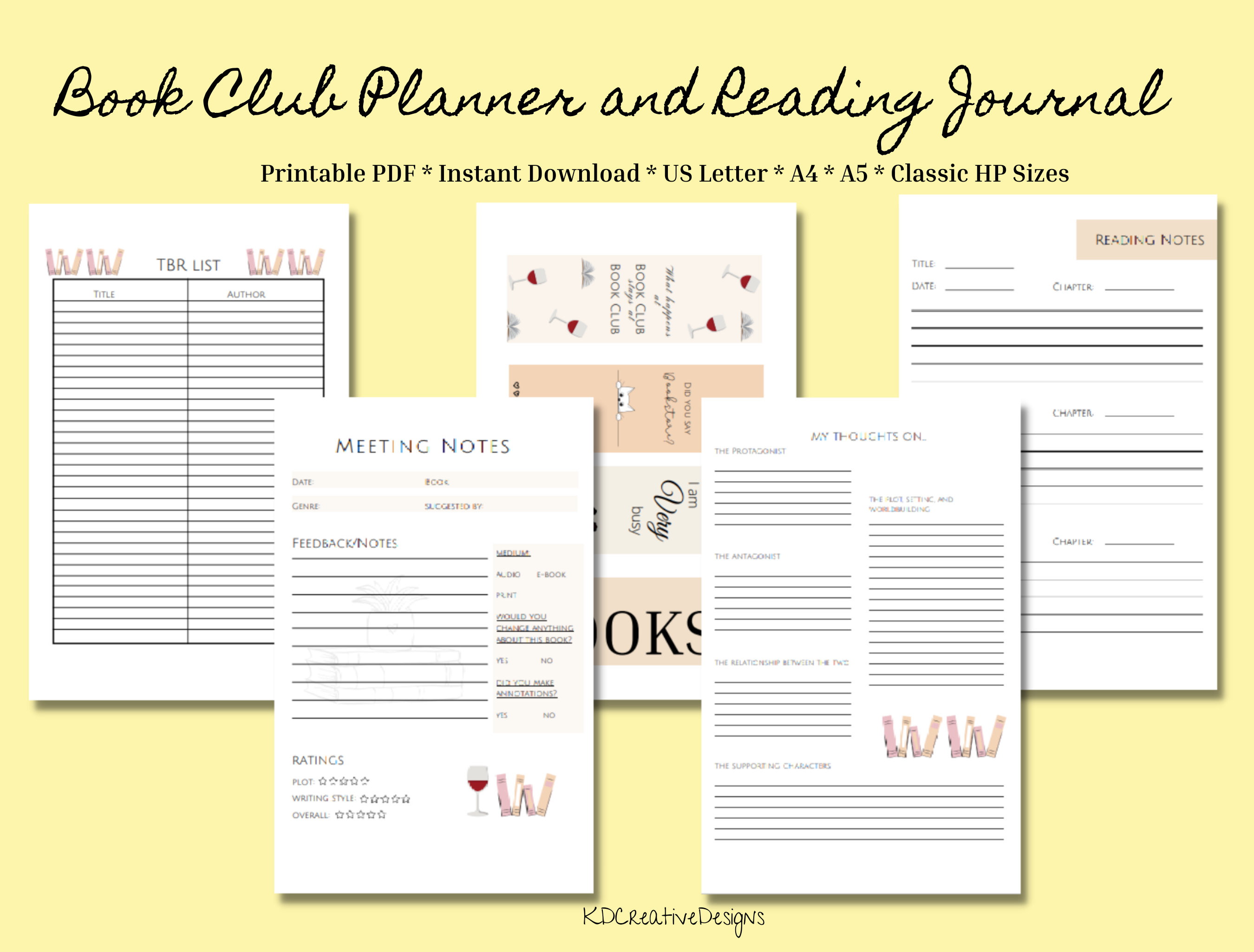 Updated Printable Book Club Book Blogger Tracker and Planner Etsy Updated Printable Book Club Book Blogger Tracker and Planner Etsy