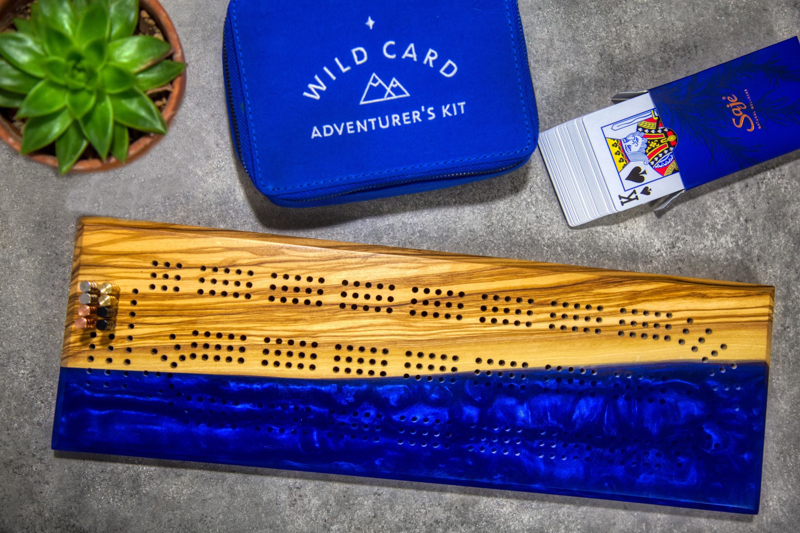 Cribbage Board Epoxy and Italian Olive Wood Etsy