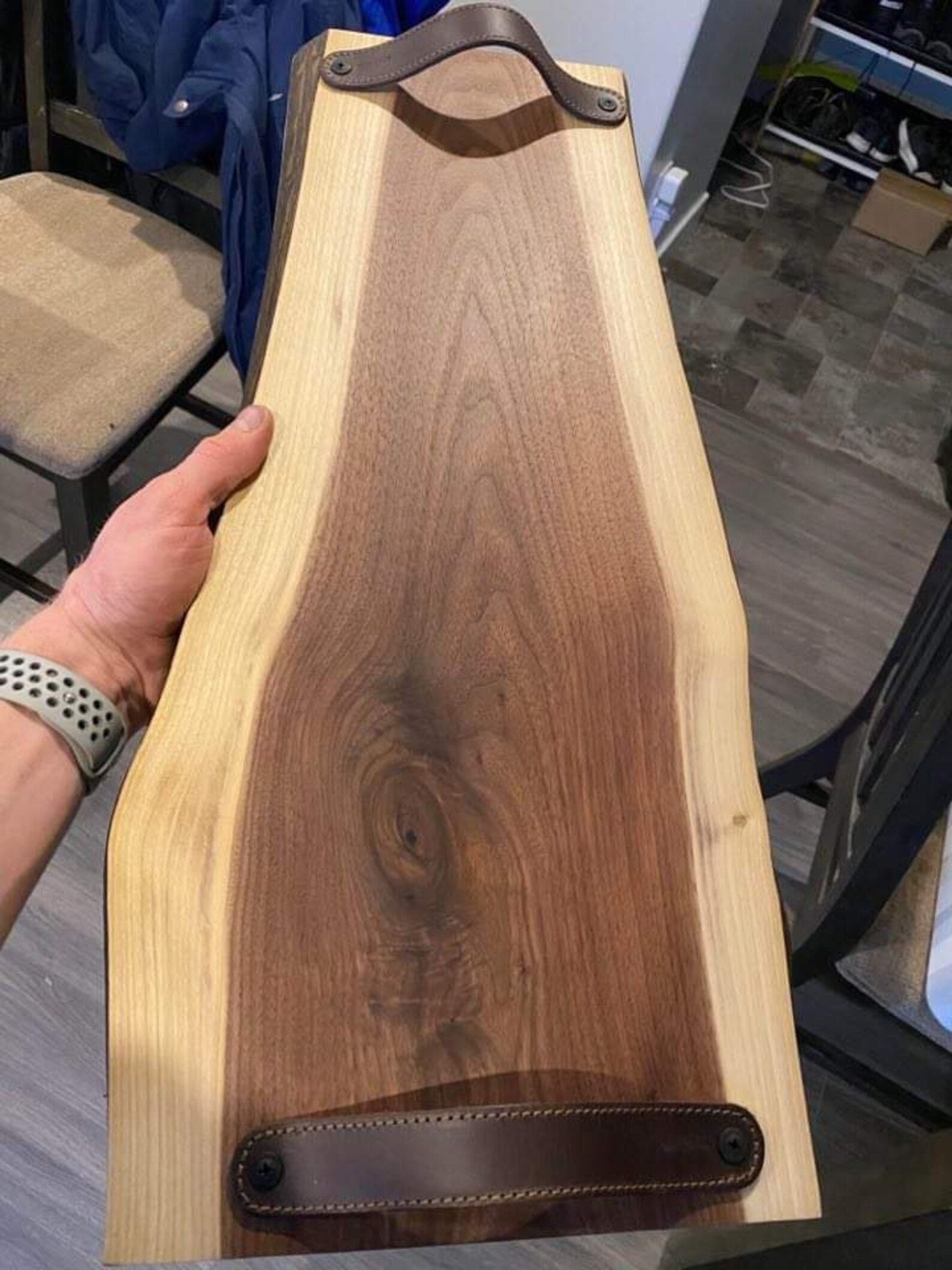Live edge Charcuterie Board with leather handles Etsy