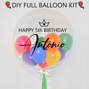 DIY FULL Kit Balloon,24&quot;Rainbow Personalized Balloon,PVC balloon+miniballoons+Vinyl Decal+Balloonstand+Ribbon+Tassel,Clear Balloon Kit