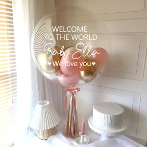 Rosewood Gold DIY FULL KIT Balloon,24" Personalized Lettering Balloon (Clear balloon+miniballoons+Vinyl Decal+Balloonstand+Ribbon+Tassel)