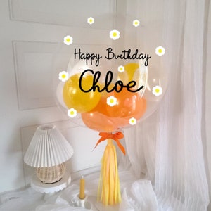 DIY Daisy  FULL Kit Balloon,24&quot; Personalized Balloon,PVC balloon+miniballoons+Vinyl Decal+Balloonstand+Ribbon+Tassel,Clear Balloon