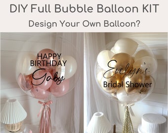 CHOOSE YOUR COLORS! Design Your Own 24"Bubble balloon  Custom D I Y Bubble balloon K I T  ClearBalloon+Mini Balloon+Tassel+Bow+Balloon Stand