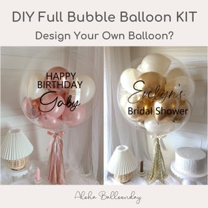 CHOOSE YOUR COLORS! Design Your Own 24"Bubble balloon  Custom D I Y Bubble balloon K I T  ClearBalloon+Mini Balloon+Tassel+Bow+Balloon Stand