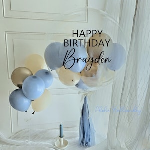 Dusk Blue DIY FULL Kit Balloon,24&quot; Personalized Balloon,PVC balloon+miniballoons+Vinyl Decal+Balloonstand+Ribbon+Tassel,Clear Balloon