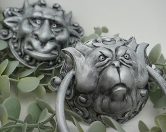 Labyrinth inspired - door knocker - functional in SILVER! Detailed, handmade with a stable ring - 80s- Henson - Bowie - Free Tracking!