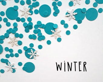 Winter , hand punched , paper confetti , kid business , snowflake , glitter