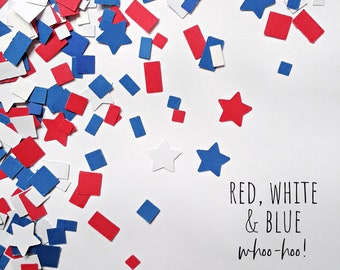 Red White & Blue , hand punched , paper confetti , kid business , party, 4th July, Independence Day , summer