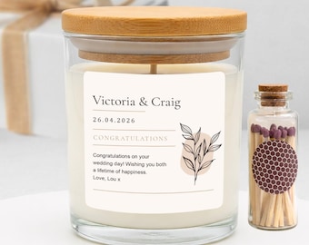 Personalized Soy Wax Candle, Hand-Poured, Vegan, Eco-Friendly, Wedding Gift
