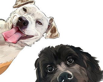 Two pet portrait custom Portrait from photo Best gifts for pet lovers Last minute gifts Digital download within 24-48 hours