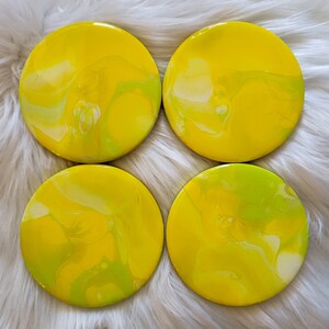 Lemon-Lime Squeezy, 4&quot; Abstract Art Coaster Set