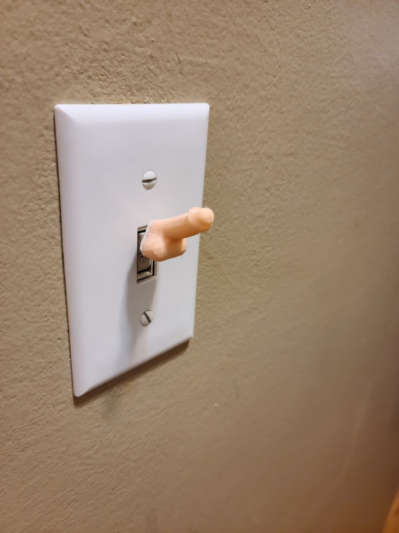 Set of 2 novelty light switch caps, penis with balls - Prank - Gag Gift - Multiple colors available. Slides over existing switch