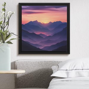 Mountain Sunrise Digital Print, Sunset Landscape Art, Colorful Mountain Range Wall Decor, Mountain View Digital Art, Nature Photography Art