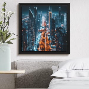 Modern Cityscape Digital Download, Urban Night Photography Print, Neon Skyline Wall Art, Digital Art for Home Decor, Hi-Res City Lights