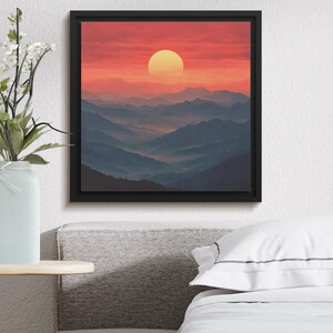 Stunning Sunset Over Mountain Digital Print, Wall Art Download, Beautiful Nature Landscape, Printable Home Decor, Instant Art, Art Poster