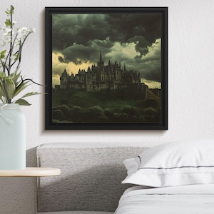 Dark Castle Wall Art, Gothic Fantasy Castle Print, Digital Download Wall Decor, Mystical Castle Art, Haunted Castle Artwork