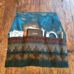 Dunkelblaue Taschendruckertasche aus italienischer Wollmischung für Canon Zoemini Ivy, HP Sprocket und andere, zum Aufbewahren von Taschennotizbüchern wie Feldnotizen
