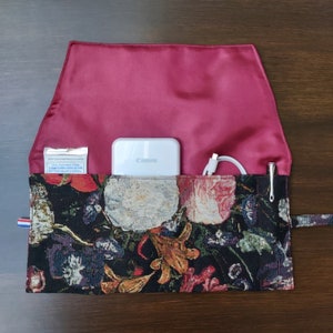 Flowers painting gobelin pocket printer case for HP Sprocket, Canon Zoemini / Ivy, etc. Wrap for pocket notebooks passport size, field notes