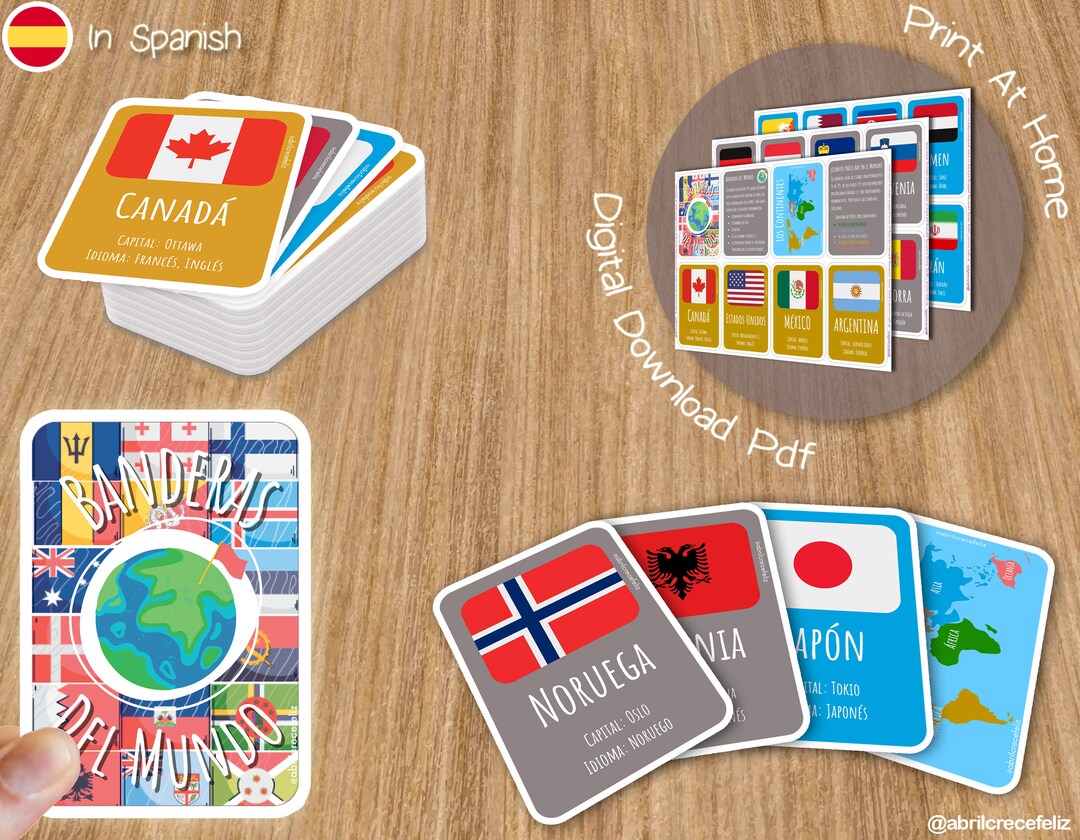 WORLD FLAGS FLASHCARDS, Countries Flashcards, Printable Flags