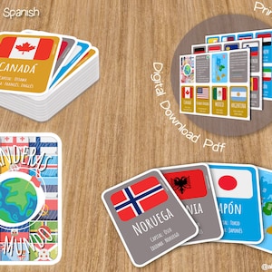 WORLD FLAGS FLASHCARDS, countries Flashcards, Printable flags Flashcards, 195 flags, Instant Download