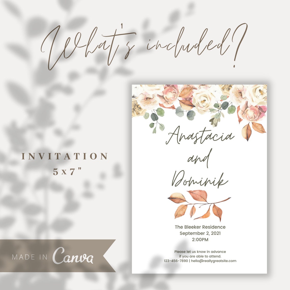 Canva Wedding Invite Rustic Wedding Invitation Printable | Etsy