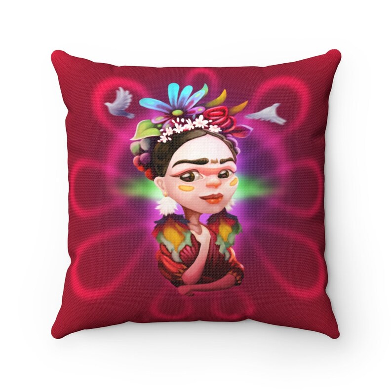Frida Kahlo illustration Spun Polyester Square Pillow image 0