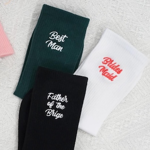 Embroidered Wedding Party Socks: Cotton Blend Bridesmaid Proposal Gift