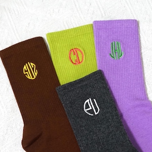 Custom Initials Embroidered  Socks, Personalised Cotton Unisex Socks, Bachelorette Gift, Party Favors, Bridesmaid Gift