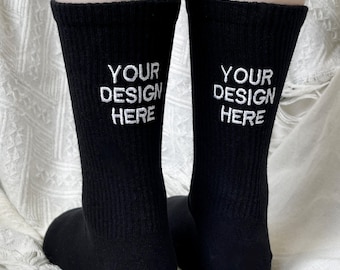 Custom Embroidered Cotton Socks: Personalized Text & Logo Gift