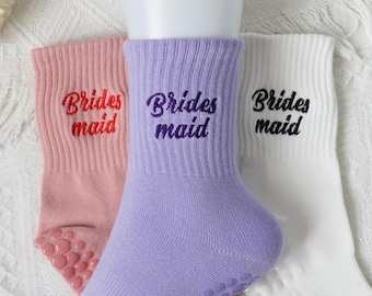 Custom Bridesmaid Cotton Socks, Non-Slip Pilates, Wedding Gift