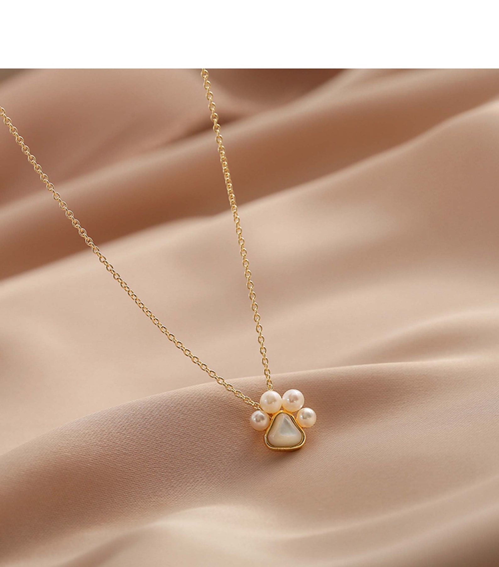 Cat Paw Cute Design Pendant Necklace Gold Plated Sterling | Etsy