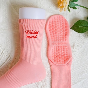 Custom Bridesmaid Yoga Socks, Personalised Women Pilates Socks, Non Slip Trainer Socks, Cotton Sport Socks, Wedding Party Gift, Gift for Mom