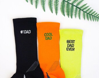 Embroidered Dad Sports Socks, Cotton Blend, Father's Day Gift