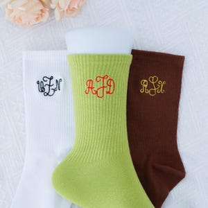 Custom Monogram Initials Socks, Personalised Cotton Unisex Socks, Embroidered Sport Socks, Party Favors Gift, Bridesmaid Gift, Gift For Her