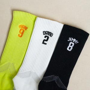 Custom Sport Socks, Personalized Name Number Basketball Socks, Breathable Soccer Socks, Embroidered on Back Socks, Gift for Baseball Lovers