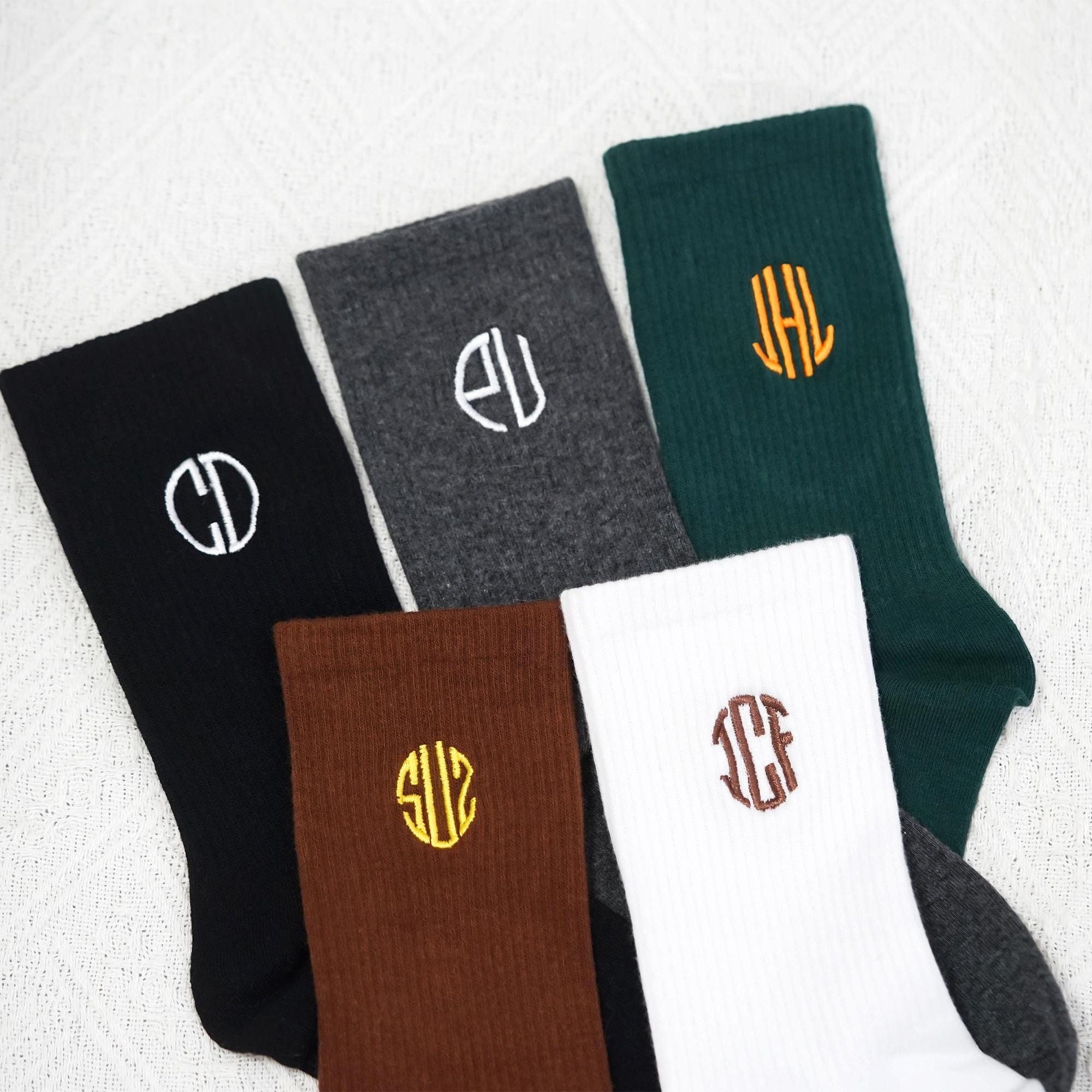 Custom Initial Groomsman Embroidered Socks, Groomsmen Proposal Gifts, Men's Dress Socks, Bachelor Party Gift