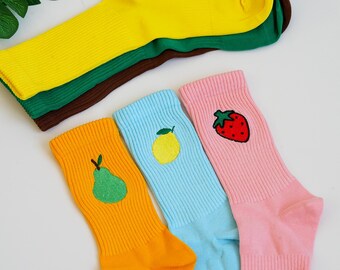 Pare de chaussettes fantase à fleurs en coton JAUNE pour femme