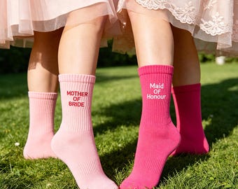 Custom Bridal Party Socks, Maid of Honor Gift, Bachelorette Party Favors