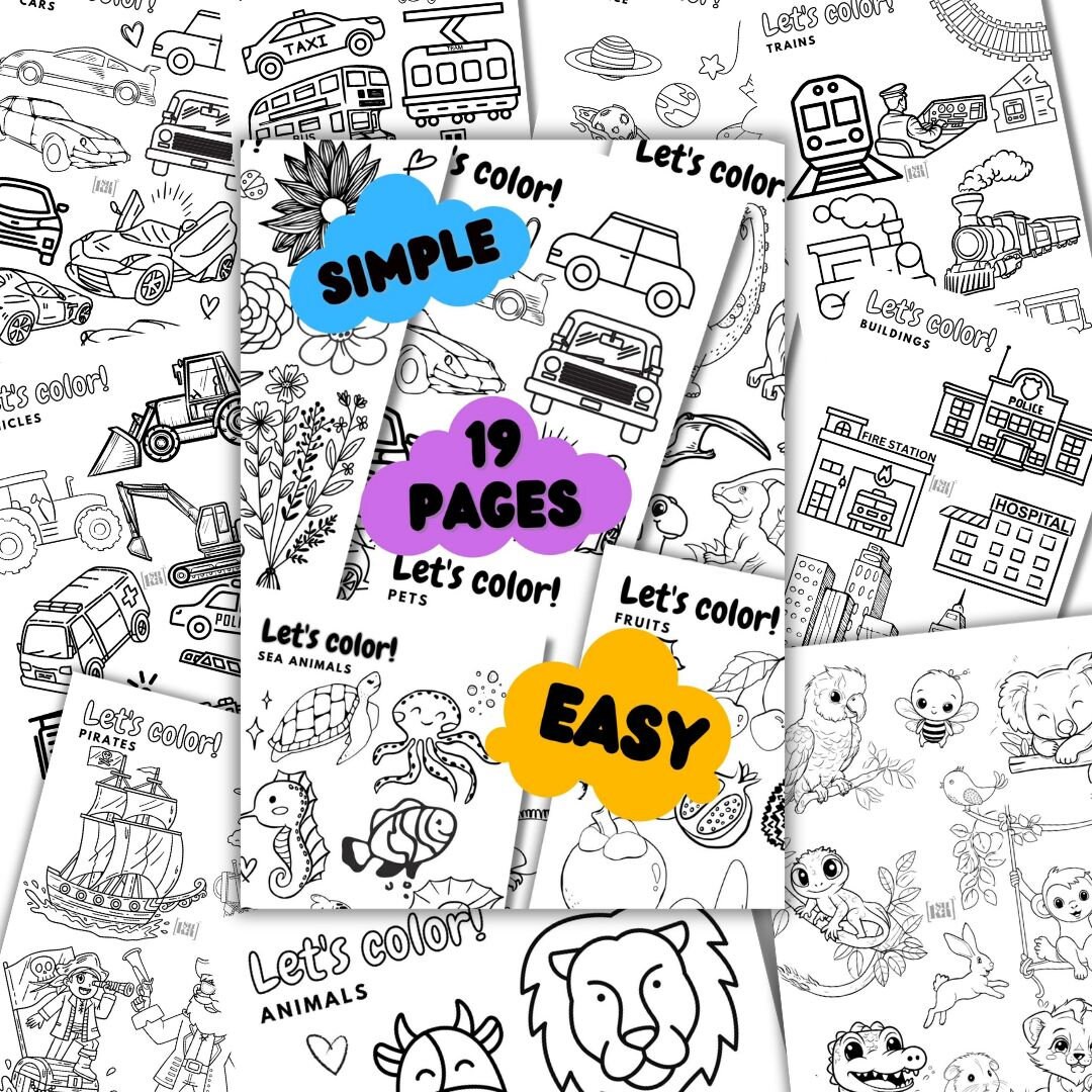 PDF Printable Coloring Pages for Children, Preschoolers, Toddlers, Easy Simple Coloring Book ...
