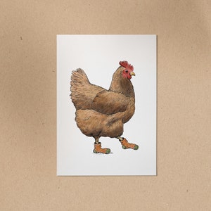 POSTKARTE | Huhn Trude | Socken | Kücken