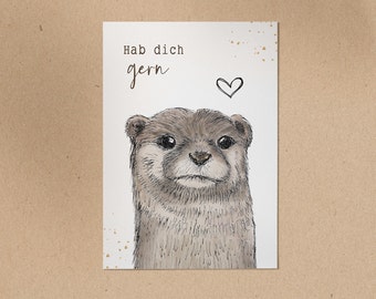 POSTKARTE | Otter Fiete | Hab dich gern!