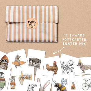 BUNTE TÜTE | 12 B-Ware Postkarten | Überraschungstüte | Wundertüte - Postkarten Mix