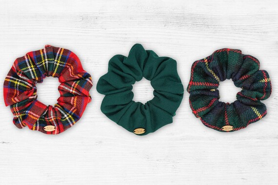 Tartan Plaid Scrunchies Made From 1960s Vintage Wool Cozy | Etsy