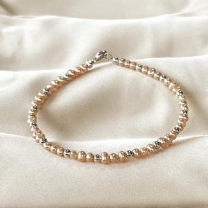 Dainty Pearl Bracelet: Sterling Silver, Minimalist Bridal Jewelry