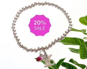 Sterling Silver Birthday Bracelet Personalised 16th, 18th, 21st, With Birthstone.  Birthday jewellery gift. Mother's Day