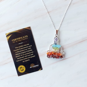 Natural Stone 7 Chakra Pendant Necklace Meditation, yoga Crystal Gemstone crystal energy healing