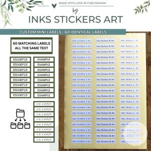 Custom 5x1cm Labels – 60 Identical Mini Stickers, Same Text Per Sheet